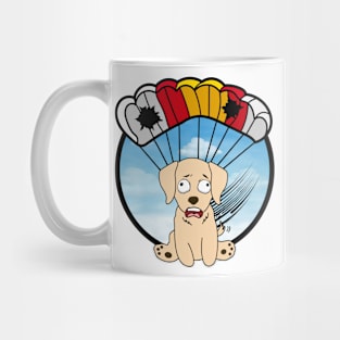 Silly retriever dog has a broken parachute Mug